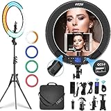 IVISII 19 inch Ring Light with Remote Controller and Stand ipad Holder,60W Bi-Color with 4 Color...