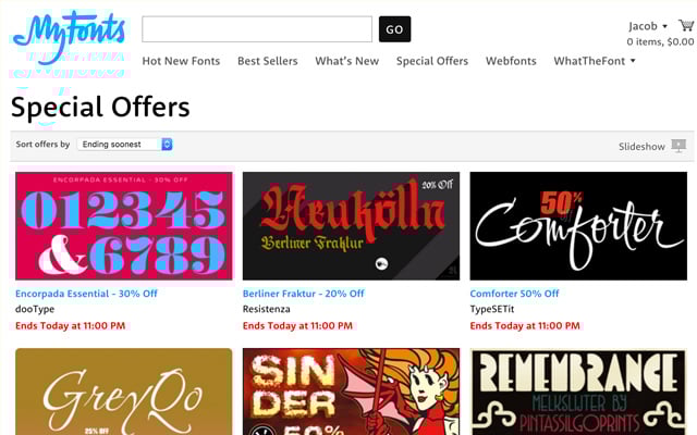 myfonts MyFonts Deal