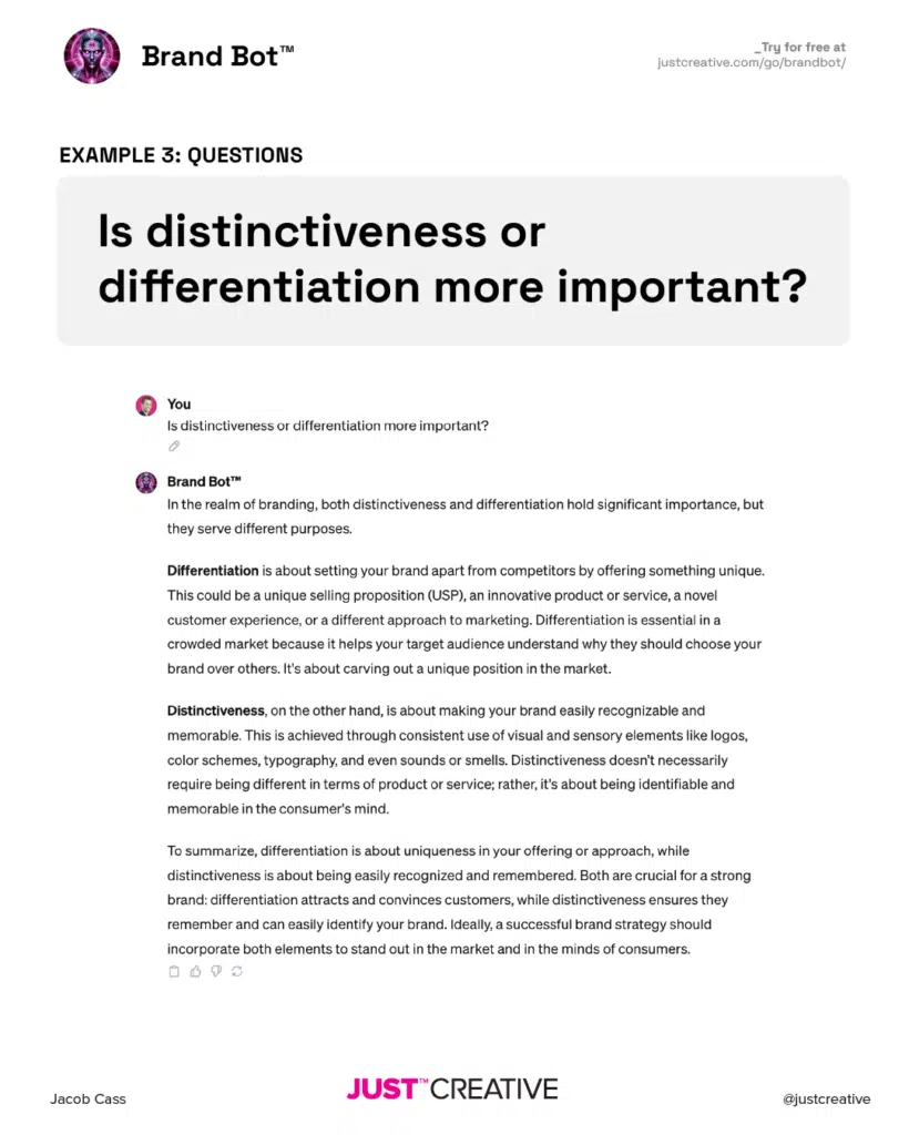 BrandBot™ Example: Ask Questions and Get Guidance