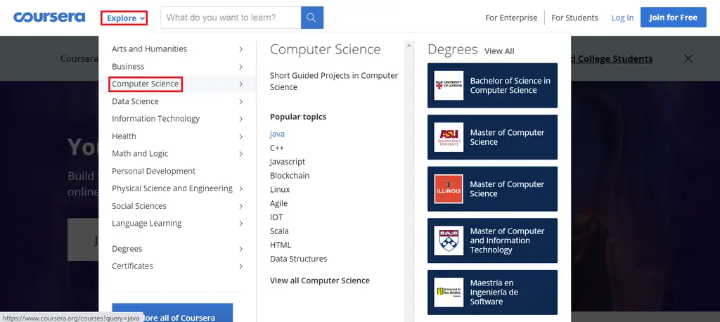 Coursera online coding course
