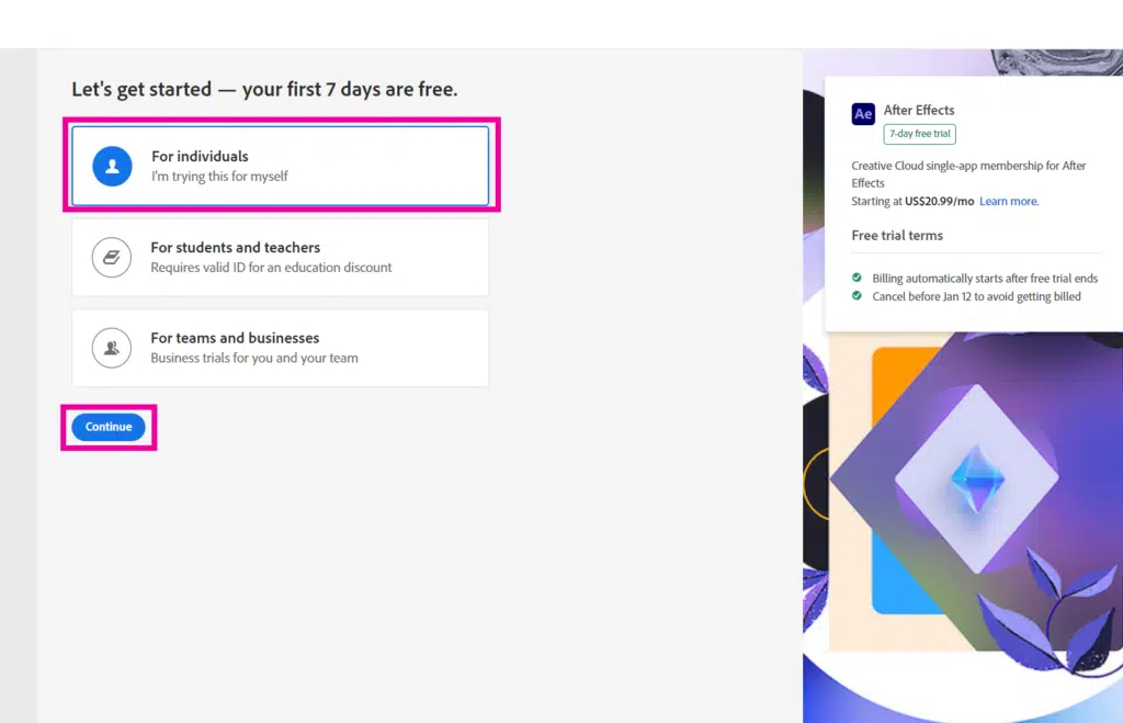 Download After Effects Free - Step 2