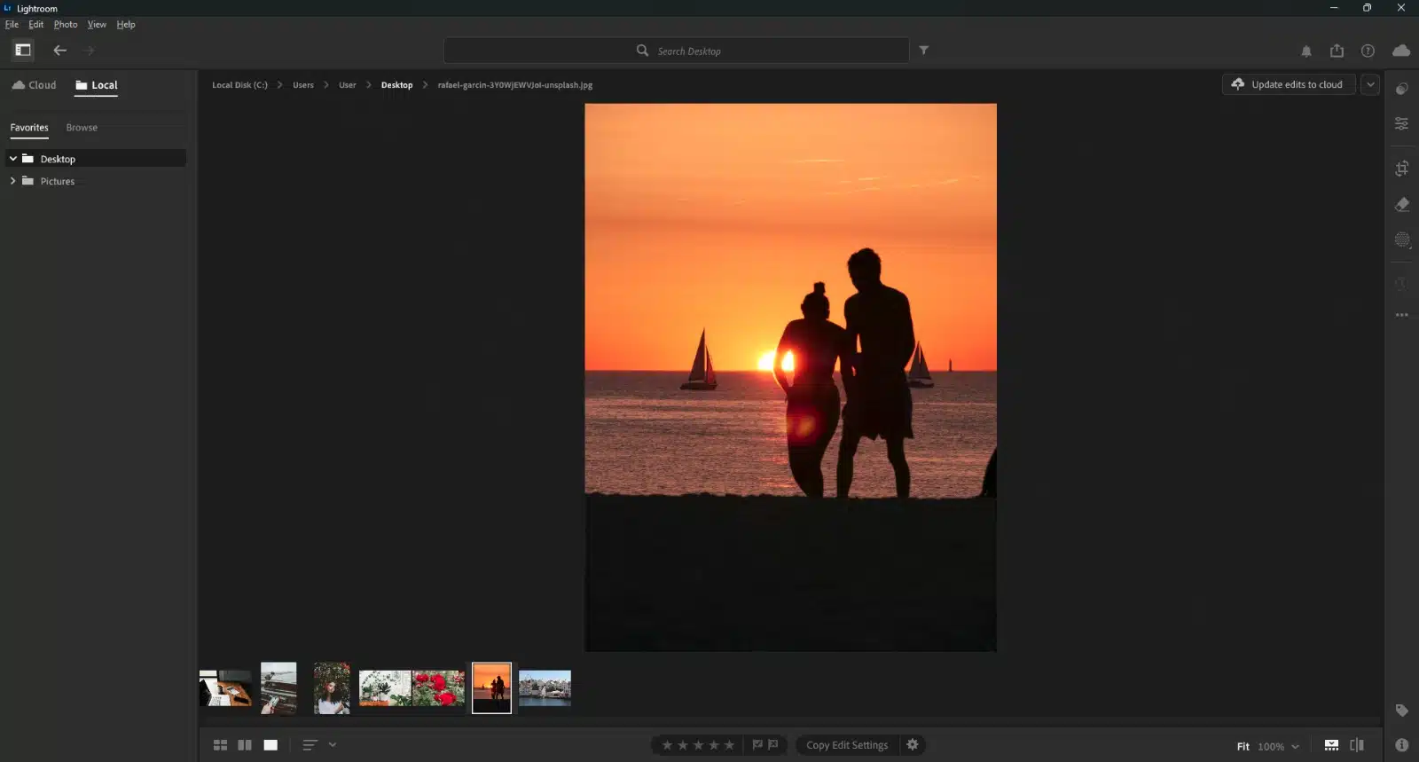 Editing the Image in Archive by Adobe Lightroom