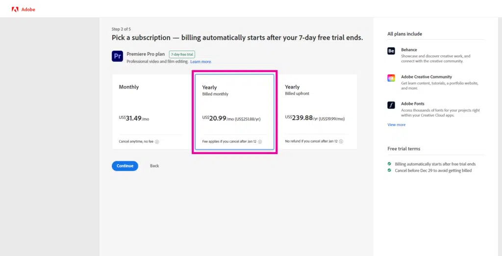 Step 2: Select any plan