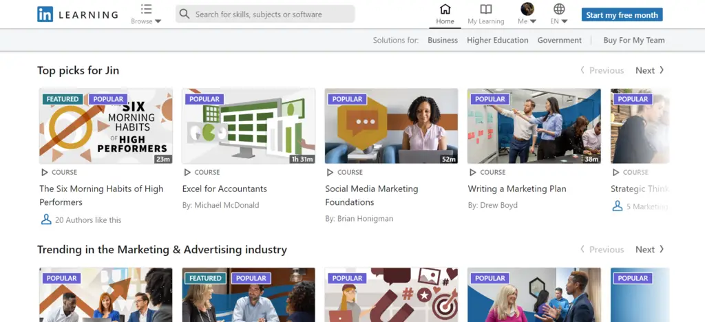 Lynda from LinkedIn Learning online coding course