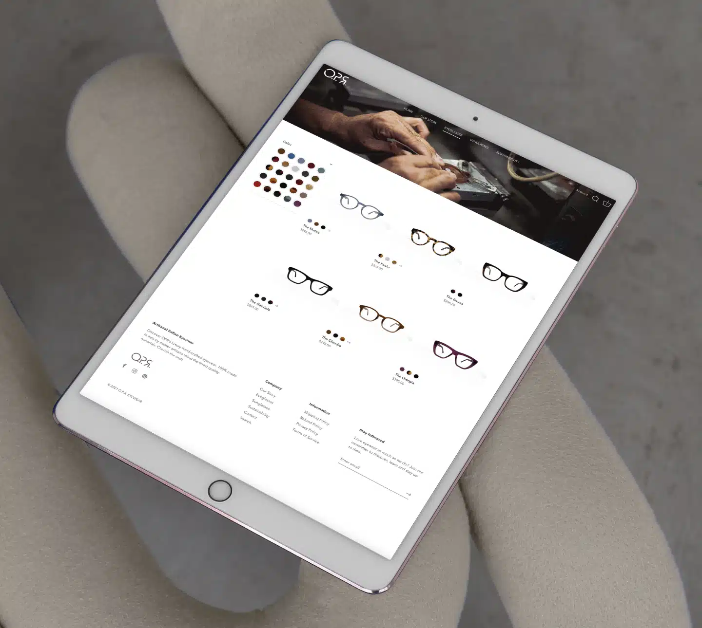 OPR Shop Website on iPad