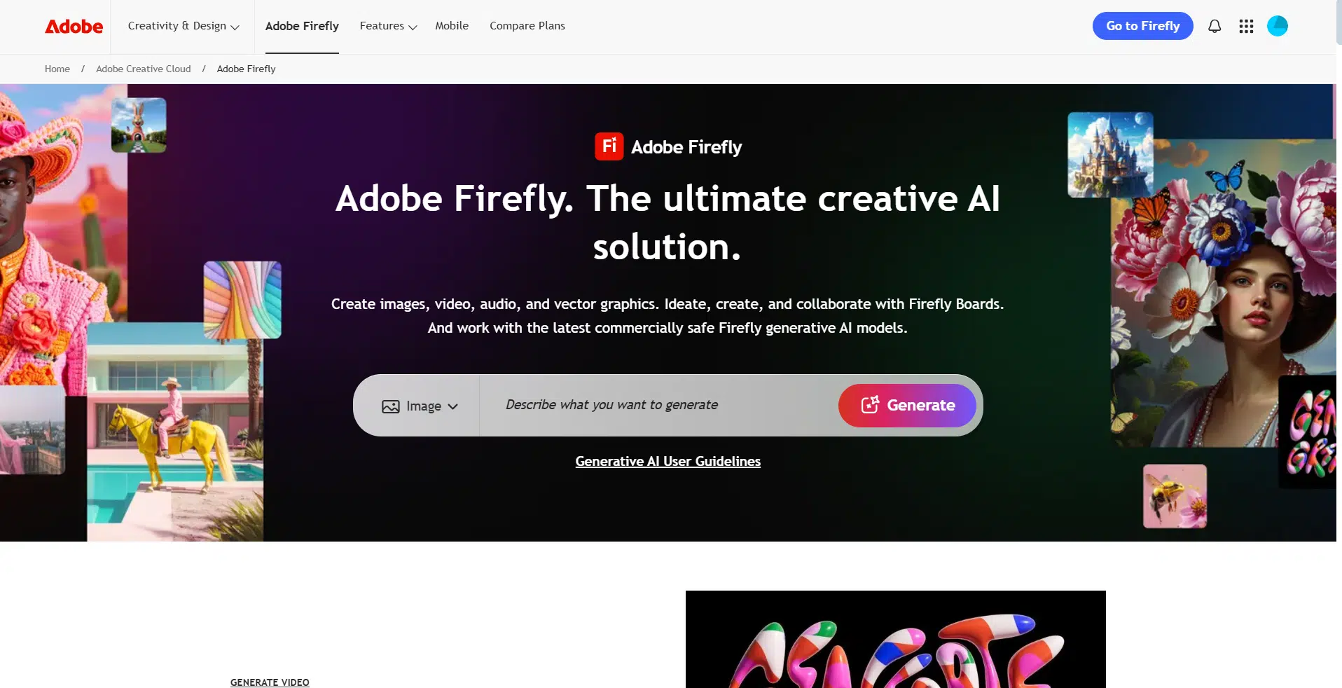 Adobe Firefly login page interface