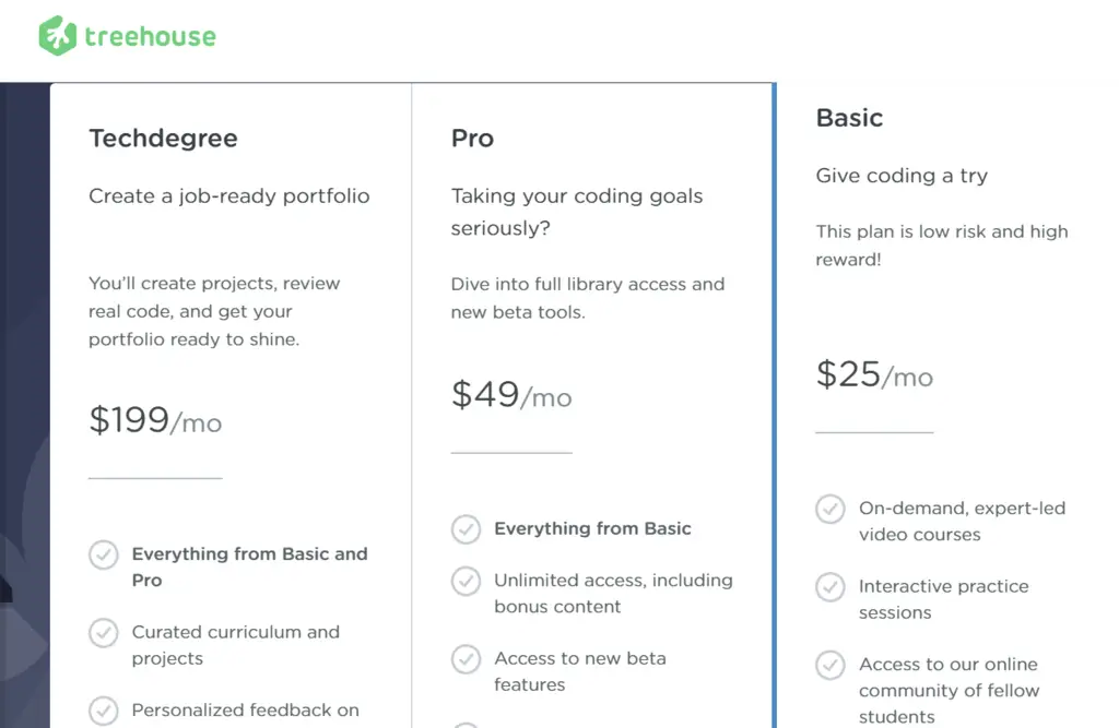 Treehouse online coding course